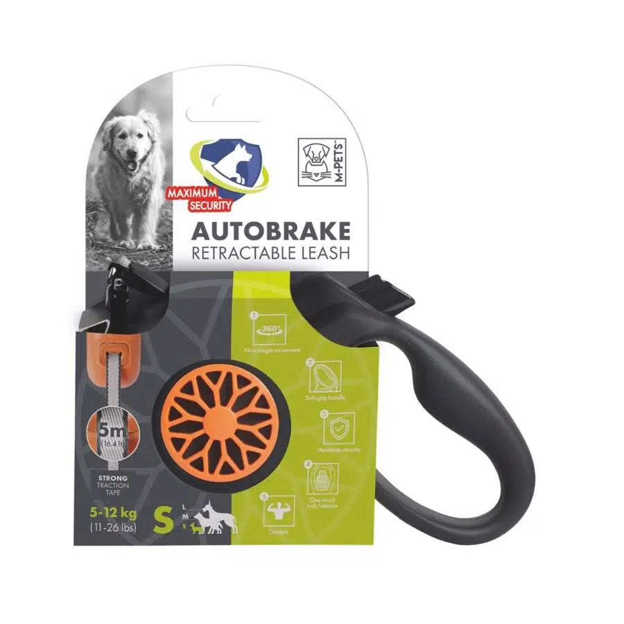 M-Pets Autobreake Turuncu Otomatik Şerit Köpek Gezdirme Tasması 5 Mt S