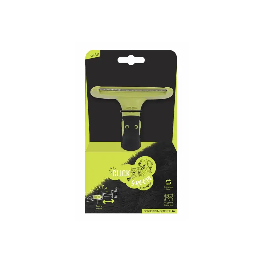 M-Pets Clıck And Groom Kedi ve Köpekler İçin Basmalı Furminatör Fırça S
