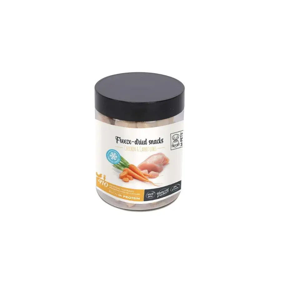 M-Pets Freeze Dried Dondurularak Kurutulmuş %100 Tavuk ve Havuçlu Küp Köpek Ödülü 40 Gr