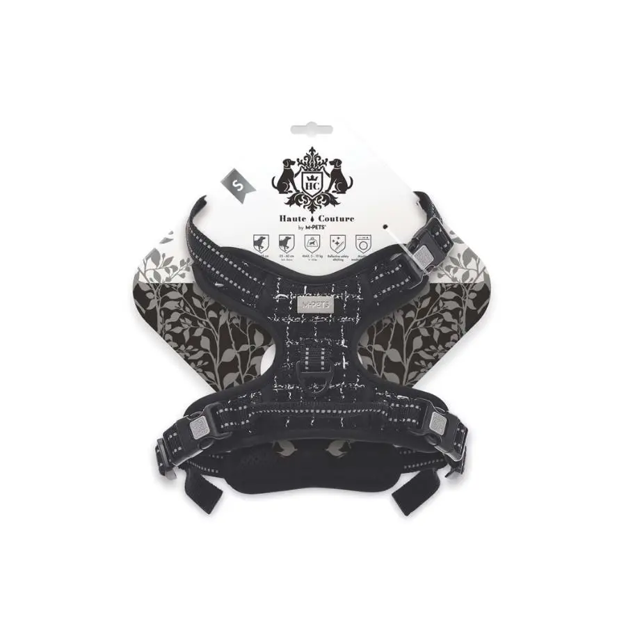 M-Pets Haute Couture Siyah Köpek Göğüs Tasması S