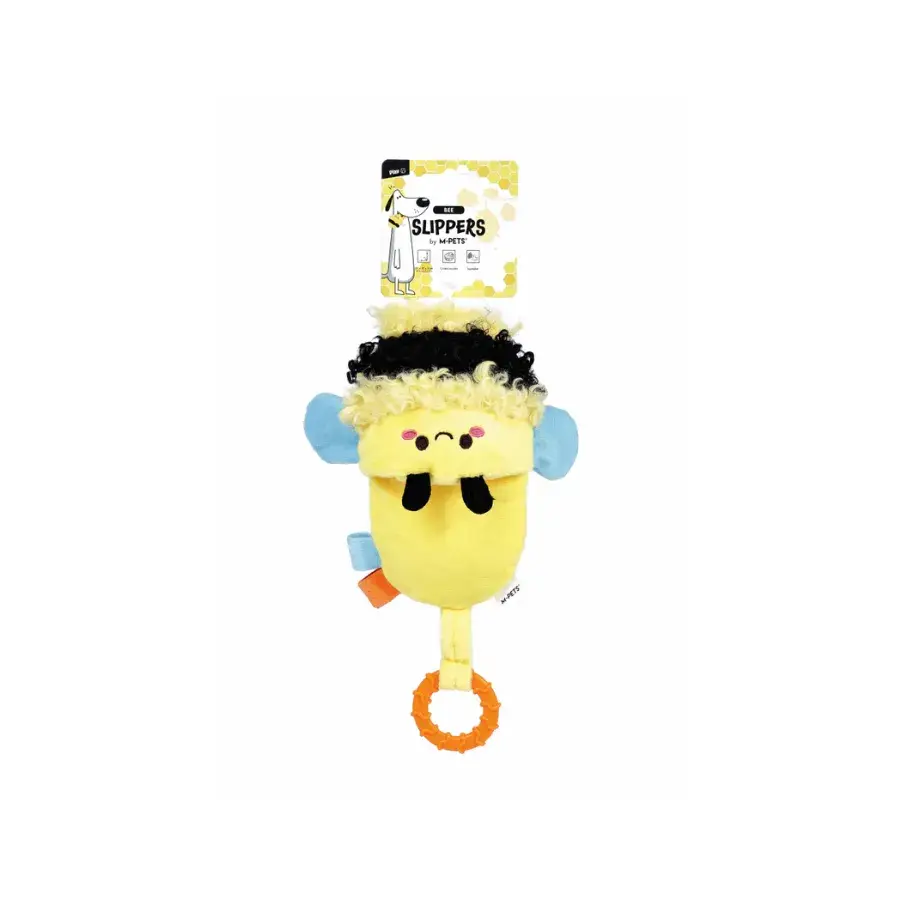 M-Pets Slippers Bee Sarı Peluş Köpek Oyuncağı