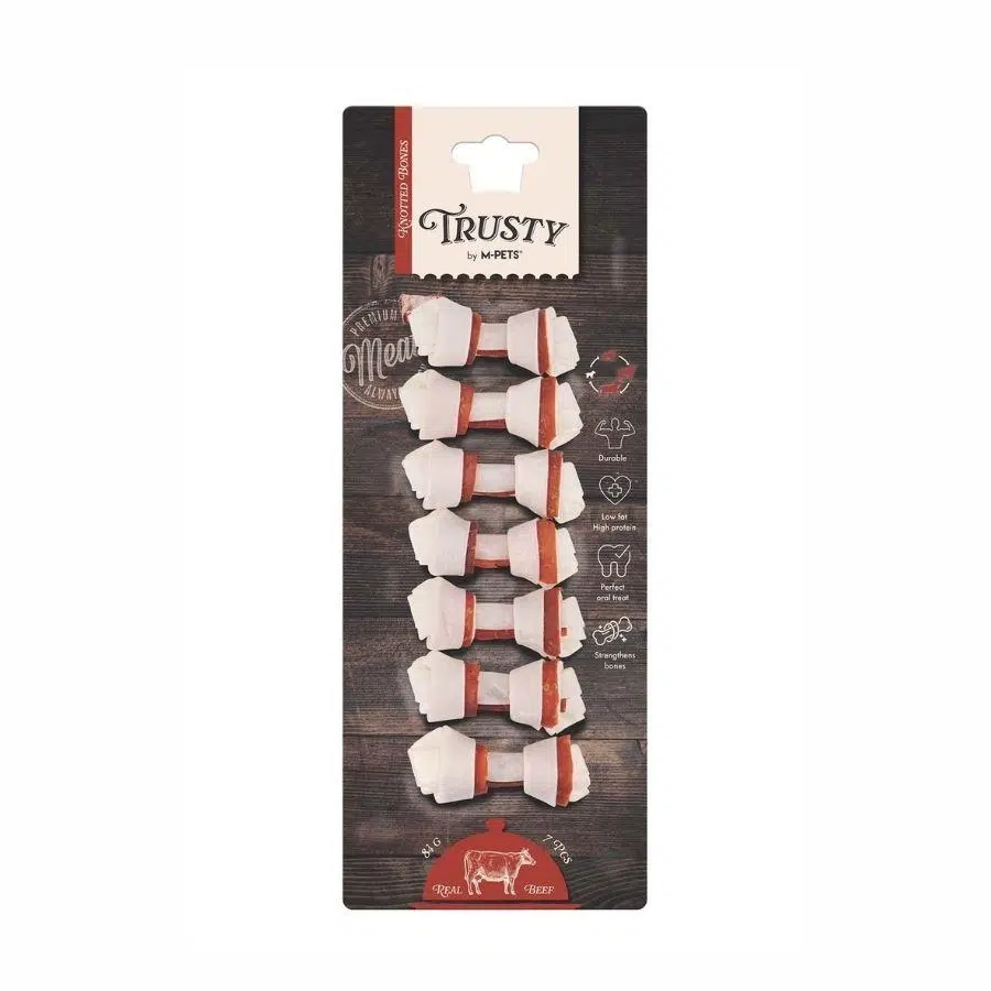 M-Pets Trusty Biftekli Düğüm Köpek Ödül Kemiği 84 gr 6,5 cm 7'li