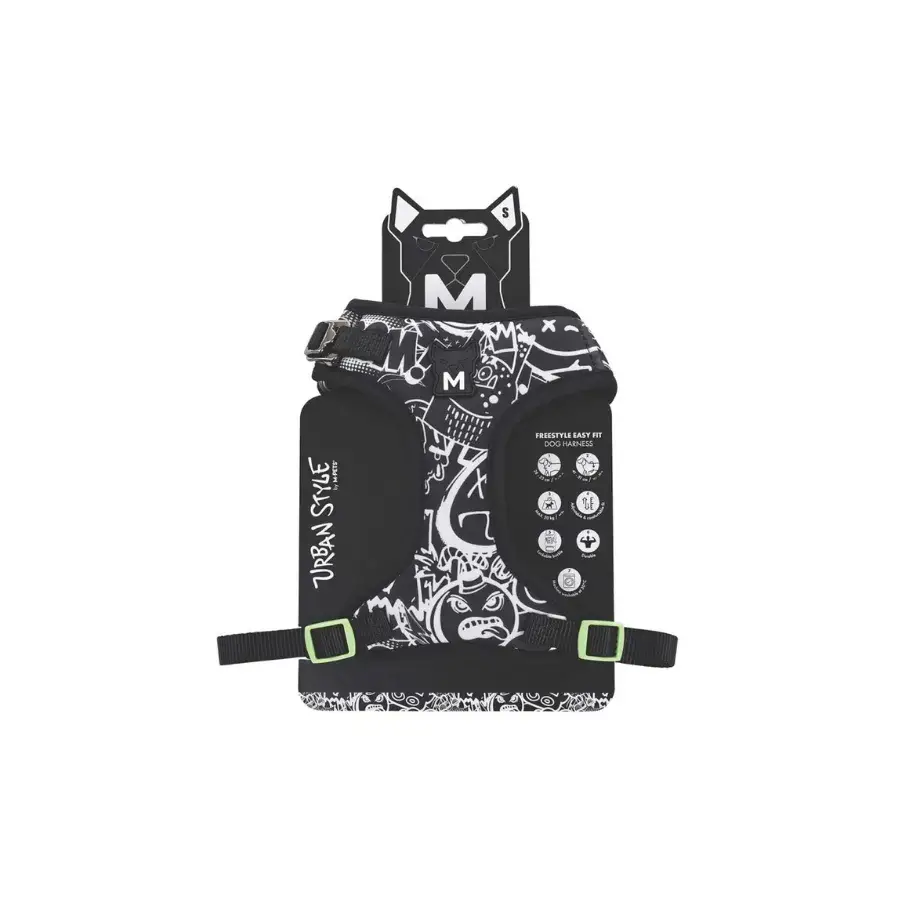 M-Pets Urban Style / Easy Fit Siyah Köpek Göğüs Tasması S