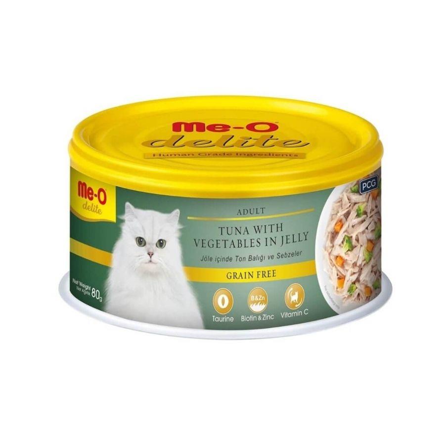 Me-O Delite Jelly Ton Balıklı ve Sebzeli Yetişkin Kedi Konservesi 80 Gr
