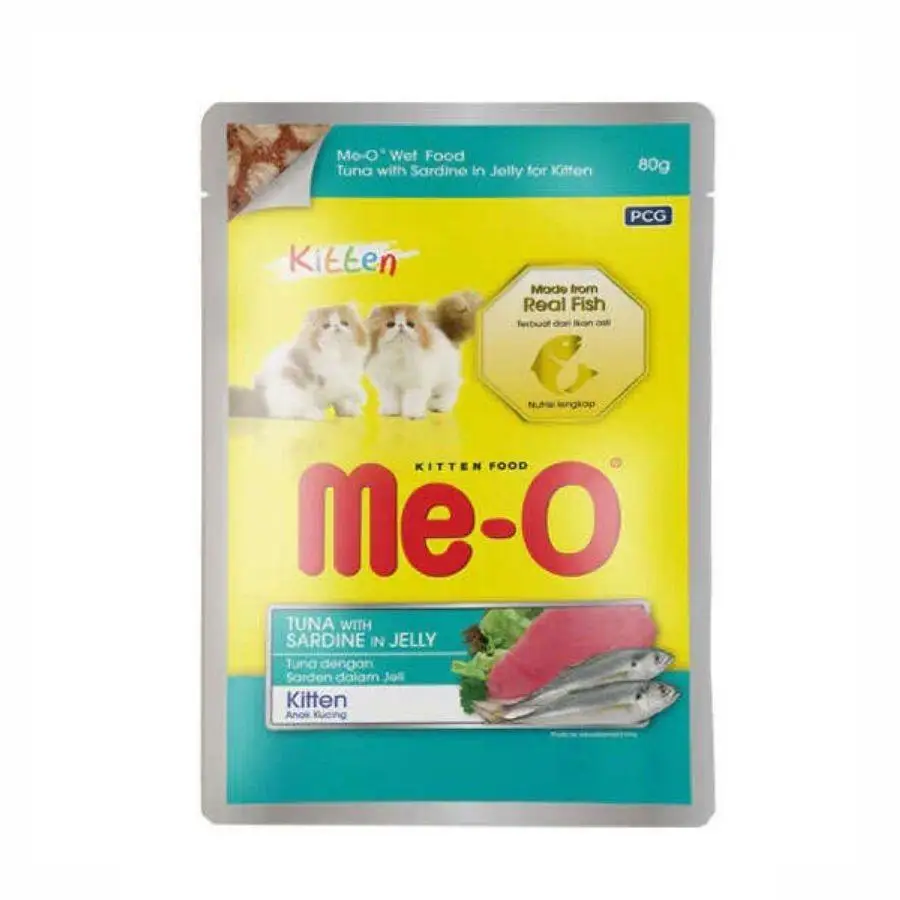 Me-O Pouch Jelly Ton Balıklı ve Sardalyalı Yavru Kedi Konservesi 80 Gr