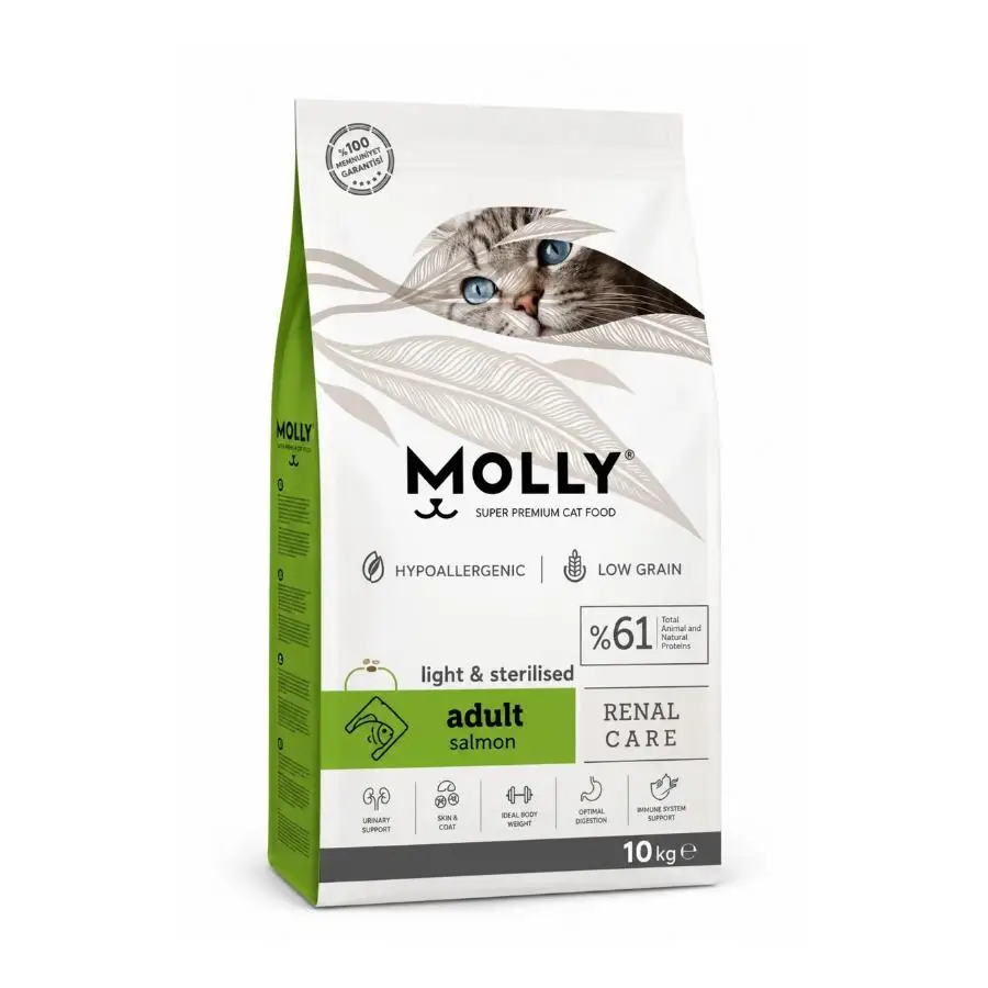 Molly Düşük Tahıllı Hypoallergenic Somonlu Light Kısırlaştırılmış Yetişkin Kedi Maması 10 Kg