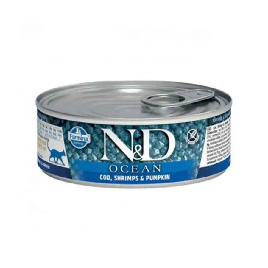 N&D Ocean Morina Balıklı Karidesli Balkabaklı Yetişkin Kedi Konservesi 80 gr