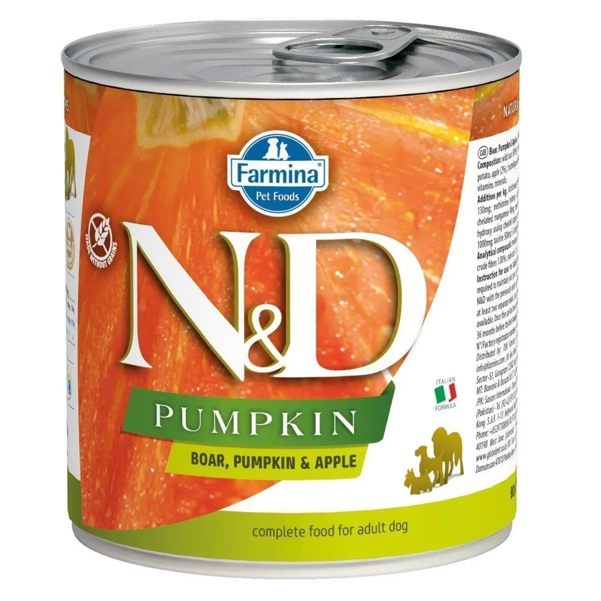 N&D Pumpkin Balkabaklı Tahılsız Yaban Domuzu ve Elmalı Yetişkin Köpek Konservesi 285 gr