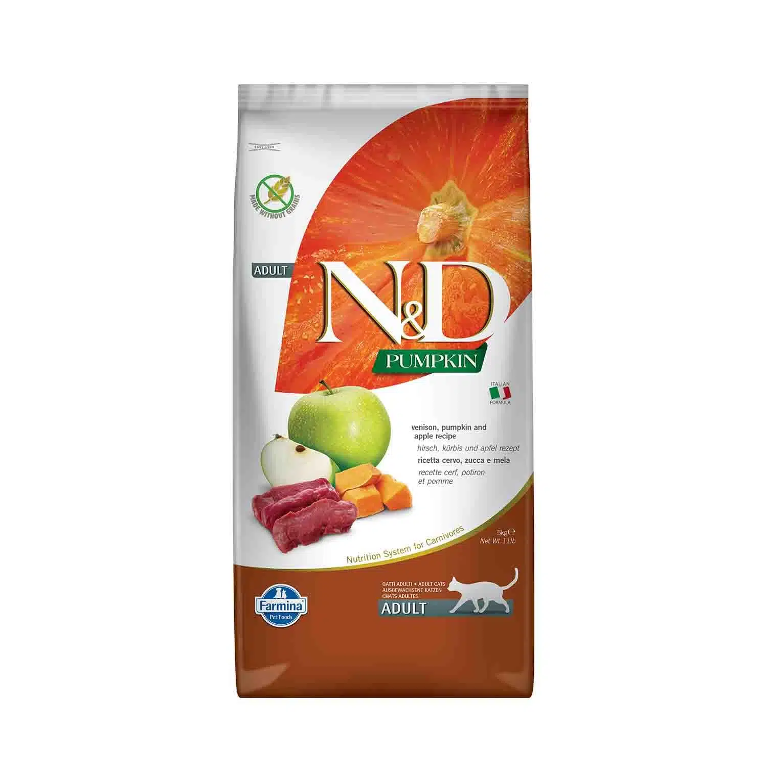 N&amp;D Pumpkin Tahılsız Geyik Etli Bal Kabaklı ve Elmalı Yetişkin Kedi Maması 5 kg