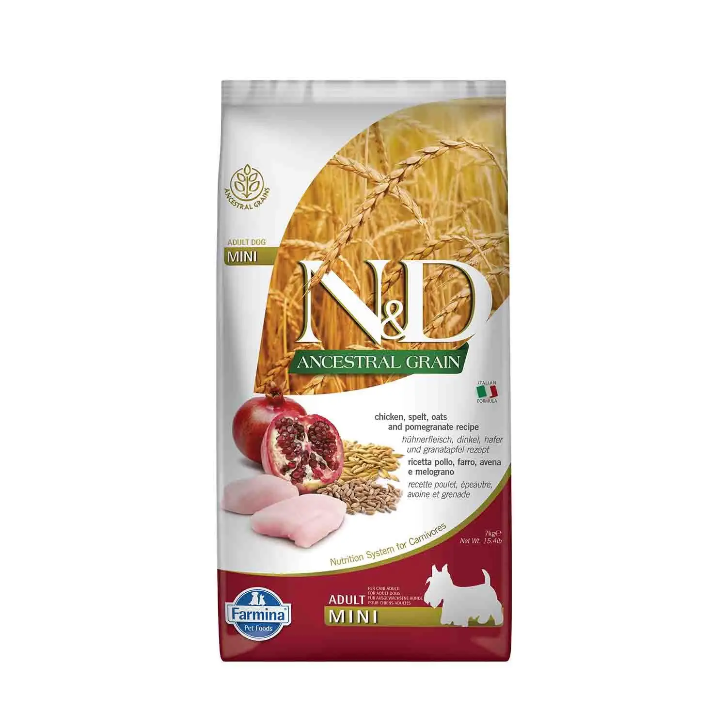 N&D Düşük Tahıllı Tavuklu ve Narlı Mini Irk Yetişlin Köpek Maması 7 kg