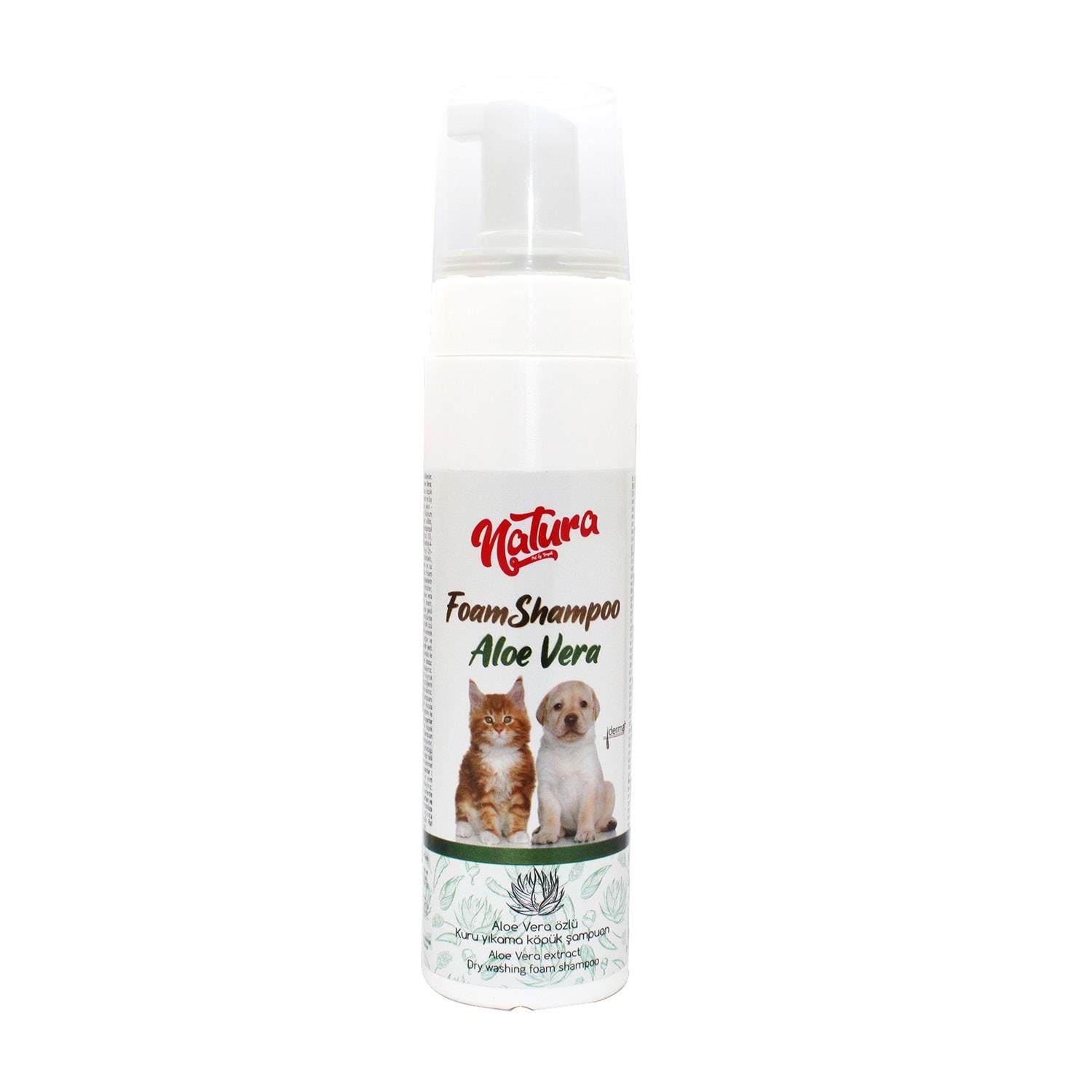 Natura Foam Aloe Vera Özlü Kedi ve Köpek İçin Köpük Şampuanı 200 ml