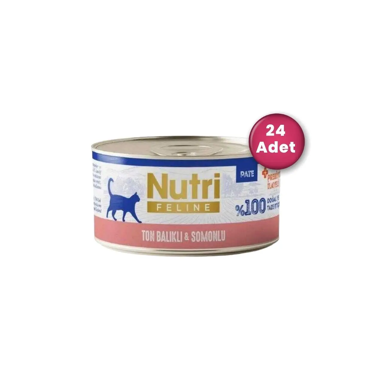 Nutri Feline Ton Balıklı ve Somonlu Tahılsız Yetişkin Kedi Konservesi 70 gr X 24 Adet