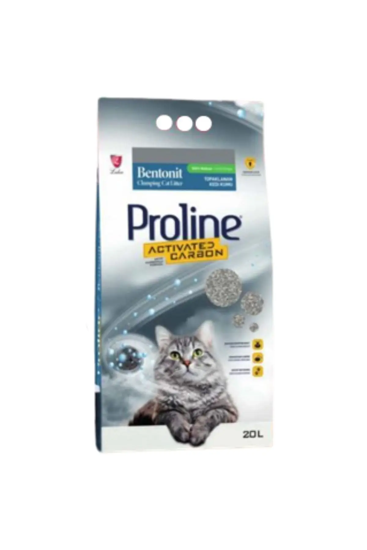 Proline Aktif Karbonlu İnce Taneli Topaklanan Bentonit Kedi Kumu 20 lt