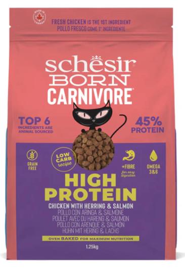 Schesir Born Carnivore Tahılsız Somon Ringa Balıklı ve Tavuklu Yetişkin Kedi Maması 1,25 kg