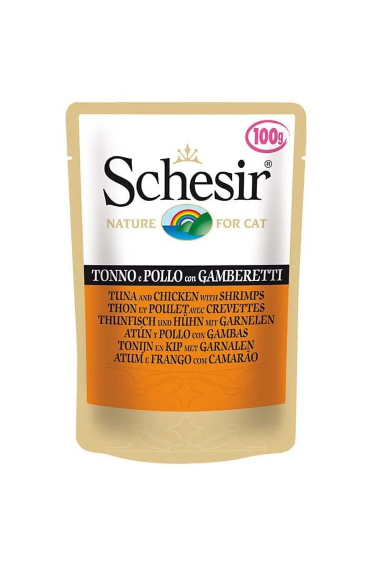 Schesir Pouch Ton Balıklı Tavuklu ve Karidesli Kedi Konservesi 100 gr
