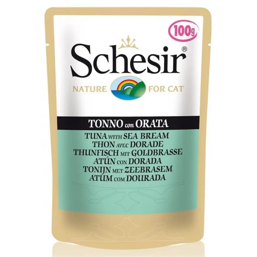 Schesir Pouch Ton Balıklı ve Çipura Kedi Konservesi 100 gr