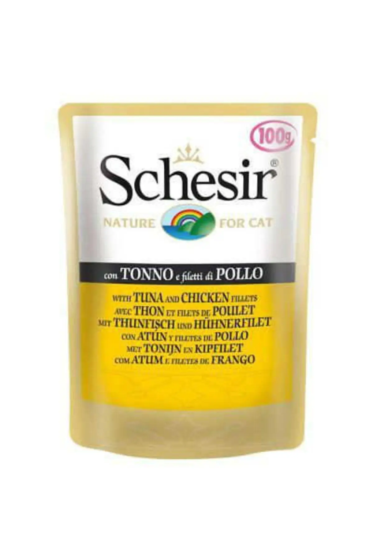 Schesir Pouch Ton Balıklı ve Tavuklu Yetişkin Kedi Konservesi 100 gr