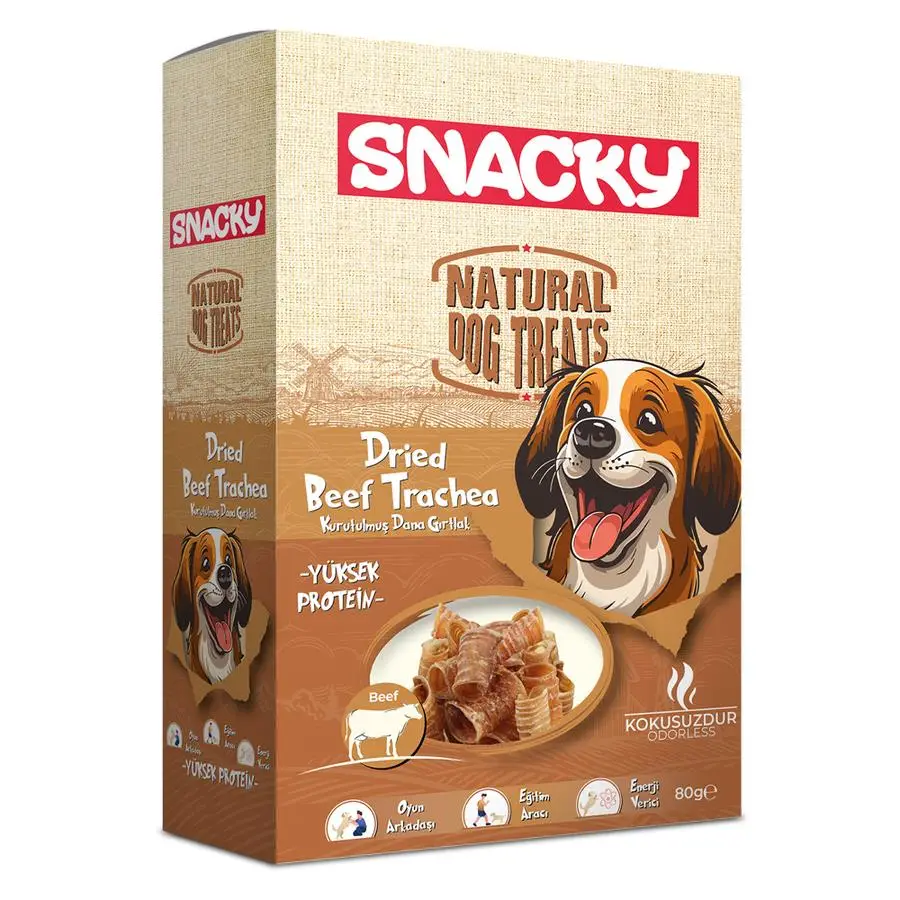 Snacky Kurutulmuş Dana Gırtlak Köpek Ödül Maması 80 gr