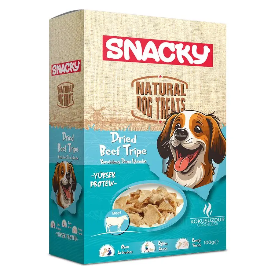 Snacky Kurutulmuş Dana İşkembe Köpek Ödül Maması 100 gr