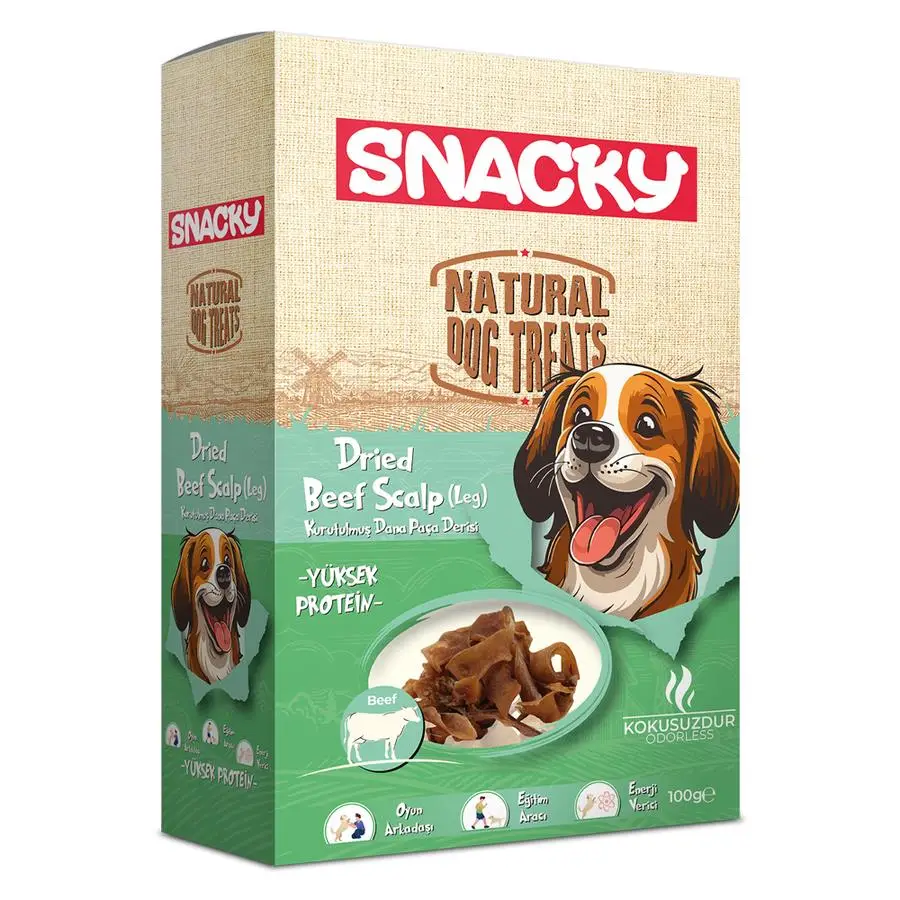 Snacky Kurutulmuş Dana Paça Derisi Köpek Ödül Maması 100 gr