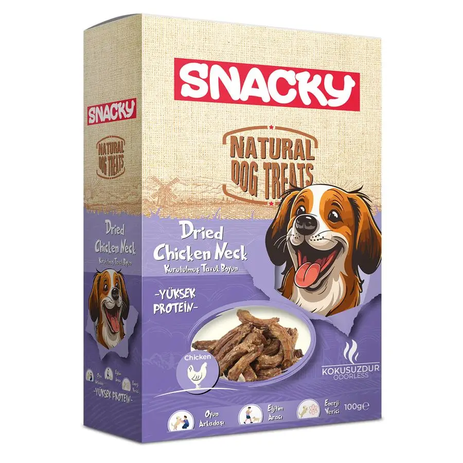 Snacky Kurutulmuş Tavuk Boyun Köpek Ödül Maması 100 gr