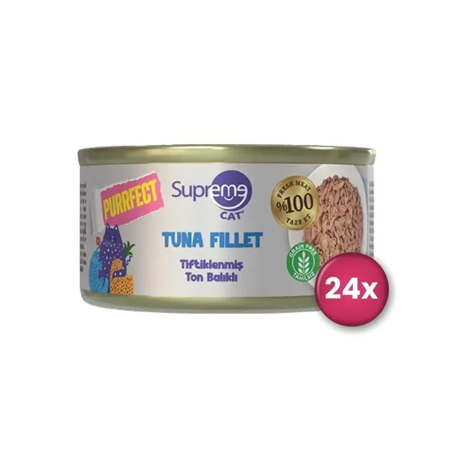 Supreme Cat Purrfect Tiftiklenmiş Ton Balıklı Yetişkin Kedi Konservesi 70 gr X 24 Adet