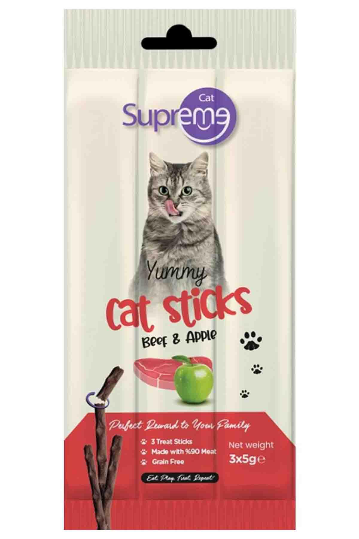 Supreme Cat Sığır Etli ve Elmalı Kedi Ödül Çubuğu 3 X 5 gr
