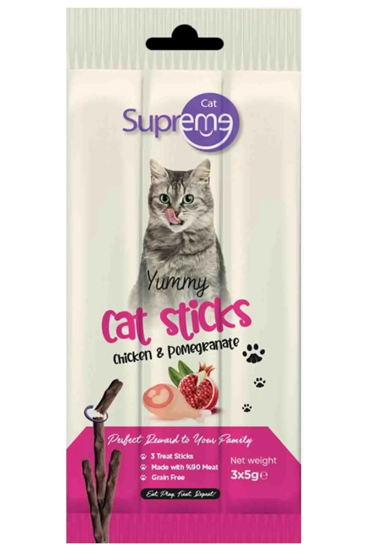 Supreme Cat Tavuklu ve Narlı Kedi Ödül Çubuğu 3 X 5 gr