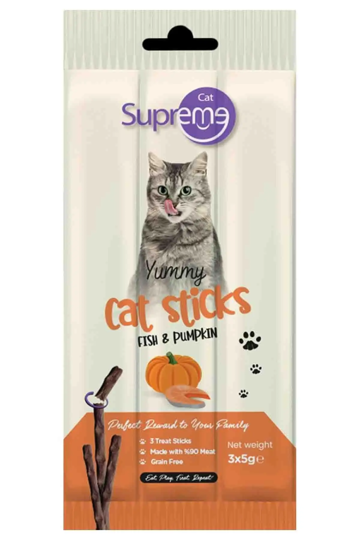 Supreme Cat Ton Balıklı ve Balkabaklı Kedi Ödül Çubuğu 3 X 5 gr