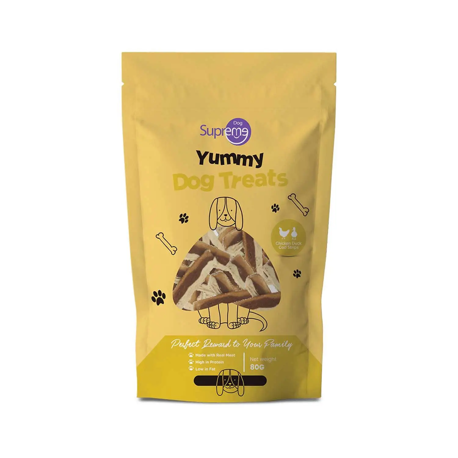 Supreme Tavuklu, Ördekli ve Morina Balıklı Şerit Köpek Ödül Maması 80 gr