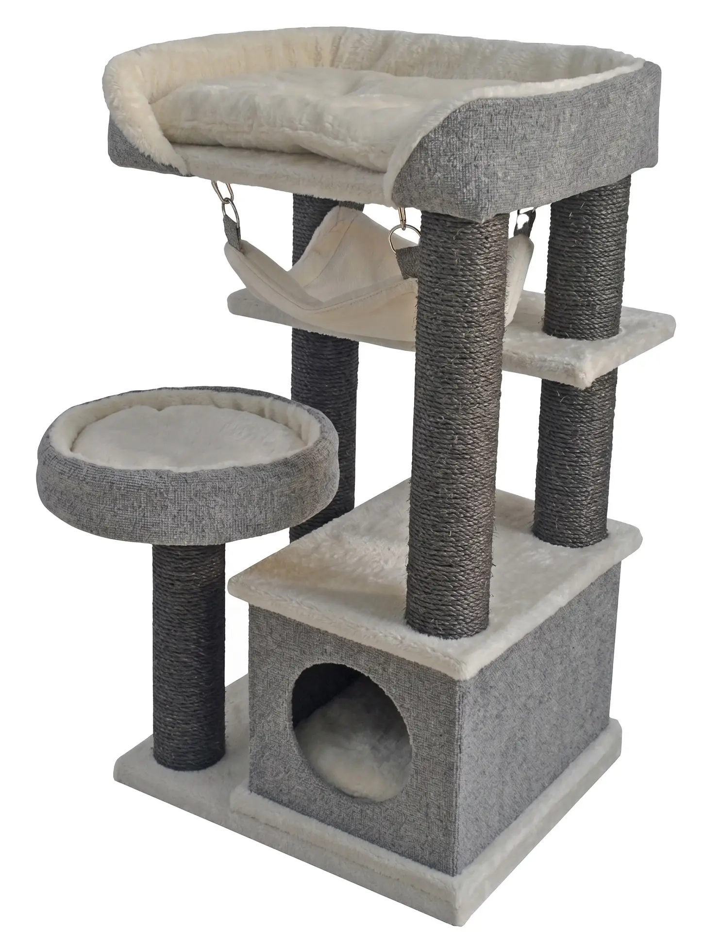 Tommy Çok Katlı Lüks Gri Kedi Tırmalama Evi 48x40x90