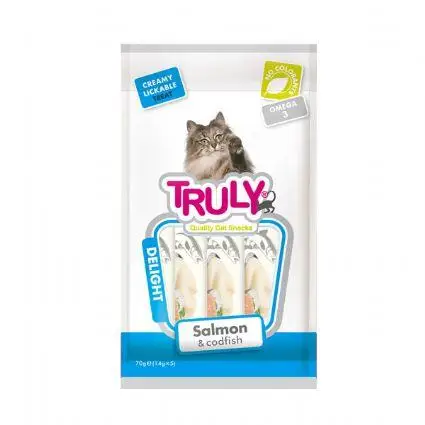 Truly Somon ve Morina Balıklı Yetişkin Kedi Ödül Maması 5 X 14 gr