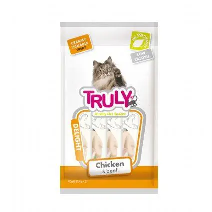 Truly Tavuk ve Dana Etli Yetişkin Kedi Ödül Maması 5 X 14 gr