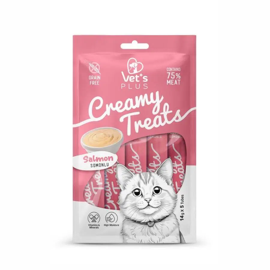 Vet's Plus Somonlu Sıvı Krema Kedi Ödülü 5x14 Gr