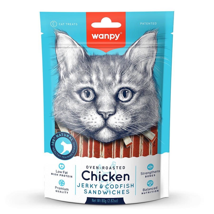 Wanpy Gerçek Tavuk Morina Balıklı Yumuşak Kedi Ödülü 80 Gr