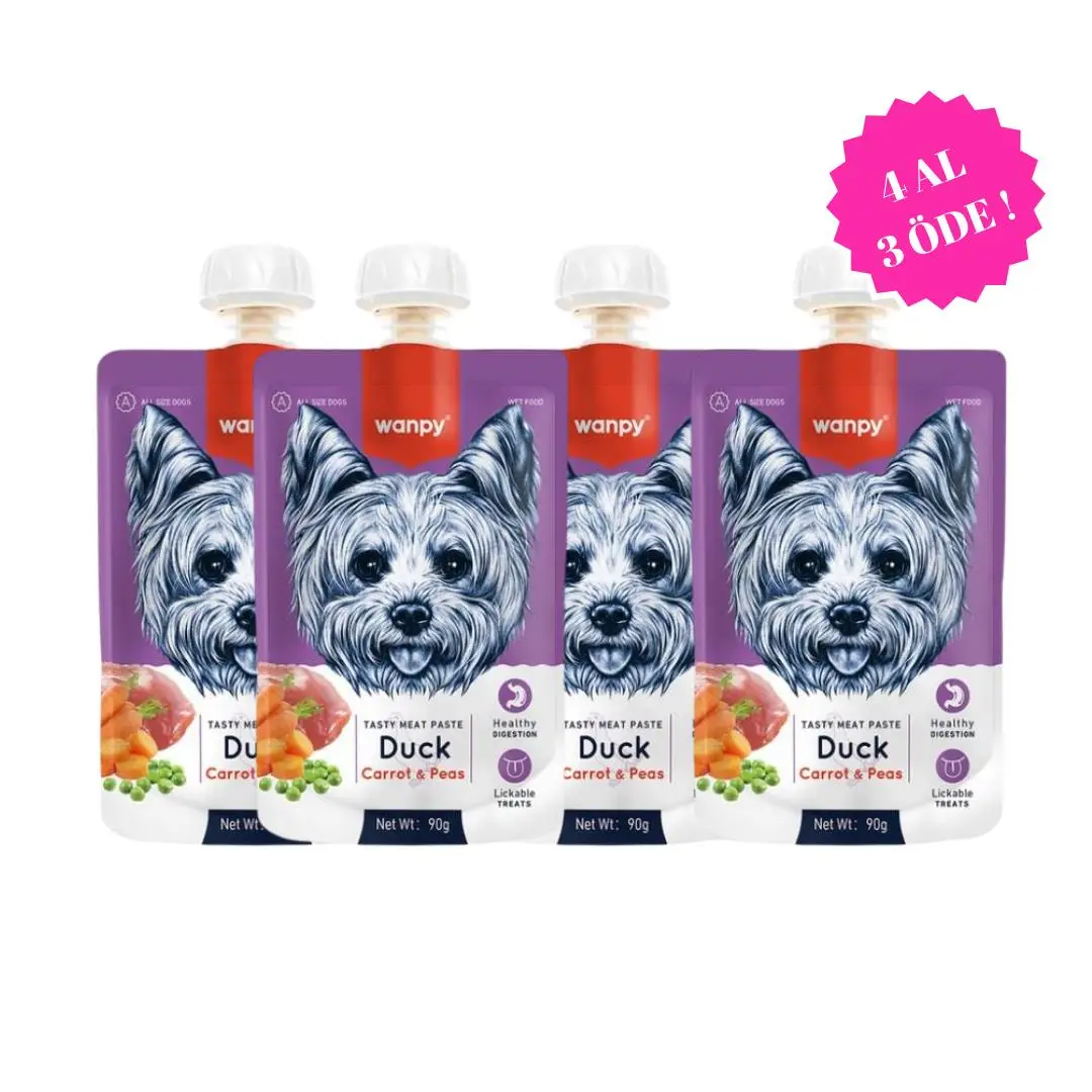Wanpy Taze Ördekli ve Havuçlu Köpek Et Ezmesi 90 gr (4 AL 3 ÖDE)