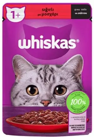 Whiskas Pouch Sos İçinde Sığır Etli Yetişkin Kedi Konservesi 85 gr X 28 Adet